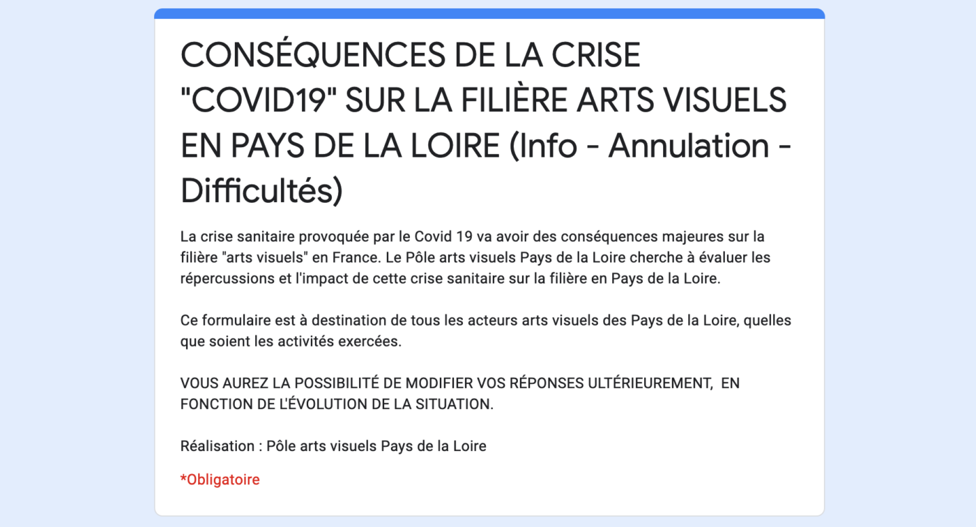 Covid-19 — Pôle Arts Visuels Pays de la Loire