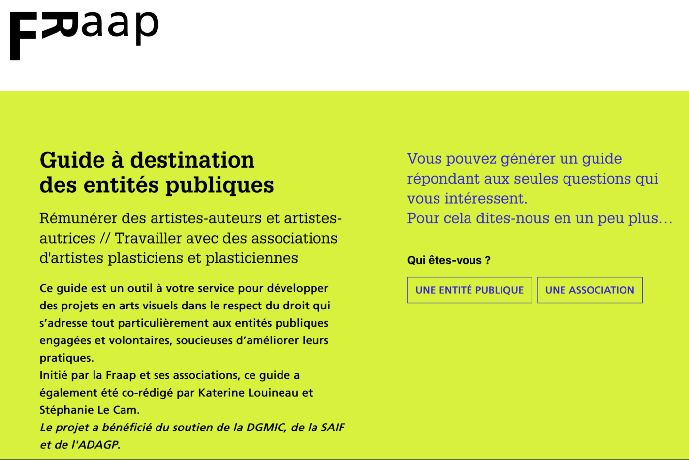 Présentation du guide interactif destiné aux entités publiques – FRAAP — Pôle Arts Visuels Pays de la Loire